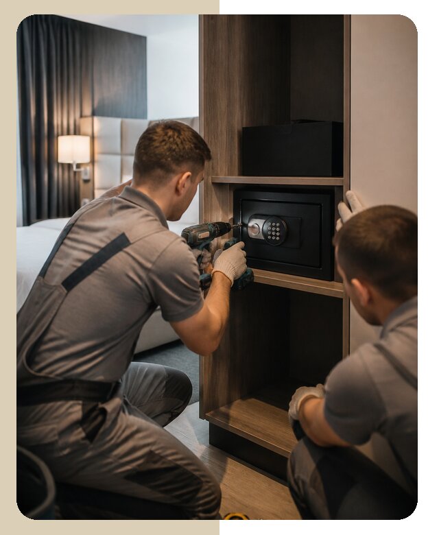 Профессиональная установка сейфа в гостинице в Воронеже